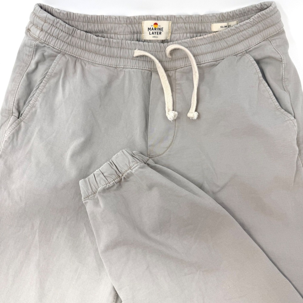 Marine Layer Mens Small Saturday Slim Fit Joggers Khaki Tan Organic Cotton